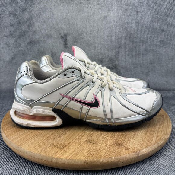 Nike Air Max Moto+ 7 Shoes Womens Size 10 White Pink Silver Athletic Running - Picture 1 of 10